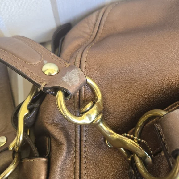 Coach Leather Carly Hobo Shoulder Bag – Brown Metallic - Picture 8 of 9